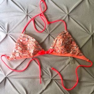 Bright pink and coral sequence bathing suit top